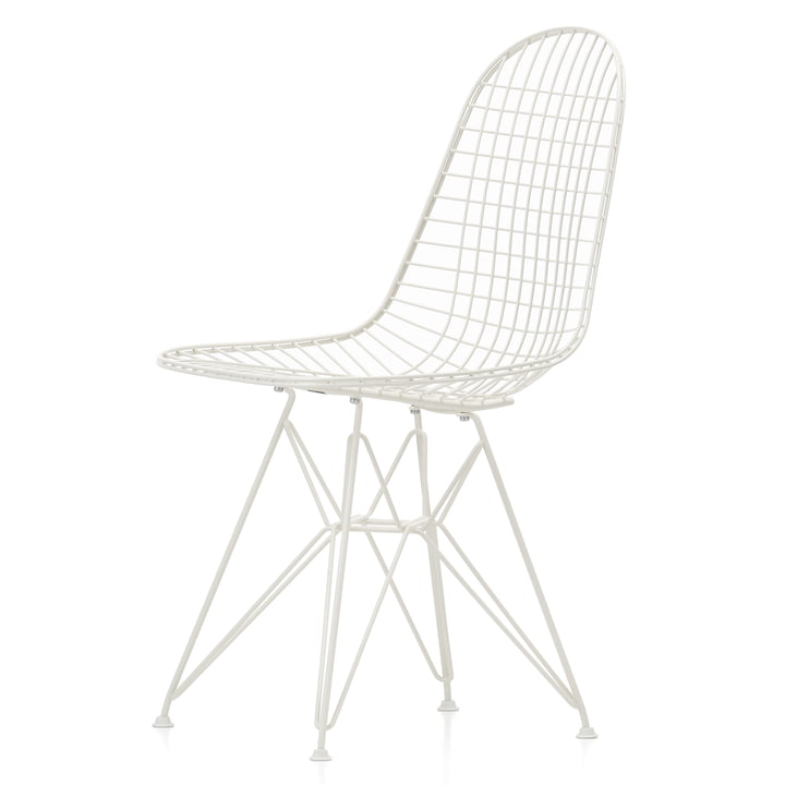 Wire Chair DKR (H 43 cm) de Vitra en blanc / sans housse, patins en feutre (blanc)