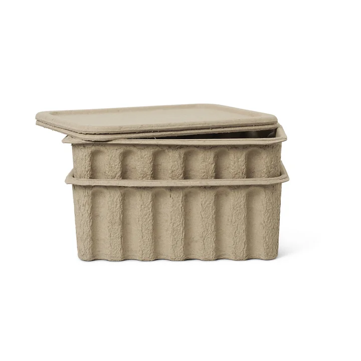 Boîte de stockage de la pâte à papier par Ferm Living in brown (lot de 2)