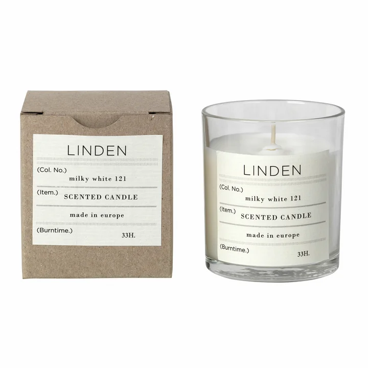 Bougie parfumée Linden, Ø 8 x H 8 cm, blanc de Broste Copenhagen