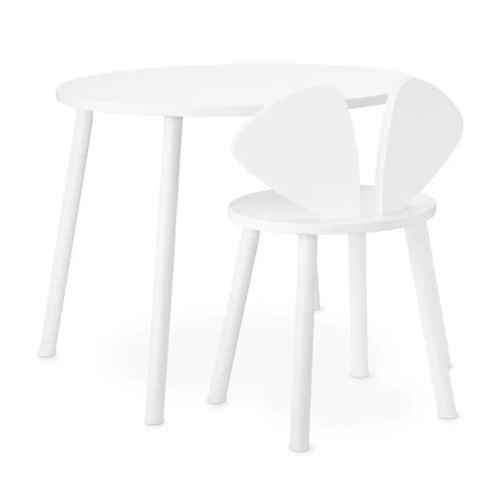 Mouse School Set (Junior - chaise et table) de Nofred en blanc