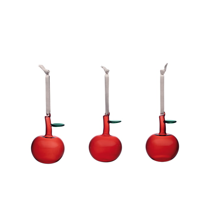 Pomme en verre (set de 3) de Iittala en rouge
