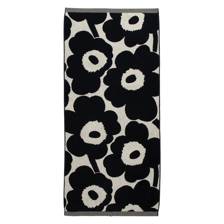 Unikko Serviette de bain 70 x 150 cm de Marimekko en coton blanc / bleu foncé
