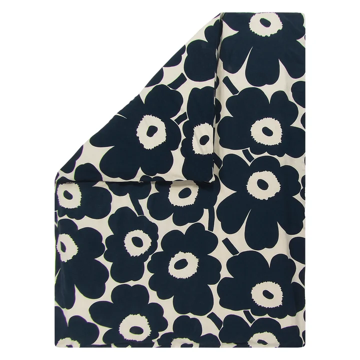 Unikko Housse de couette 140 x 200 cm de Marimekko en coton blanc / bleu foncé