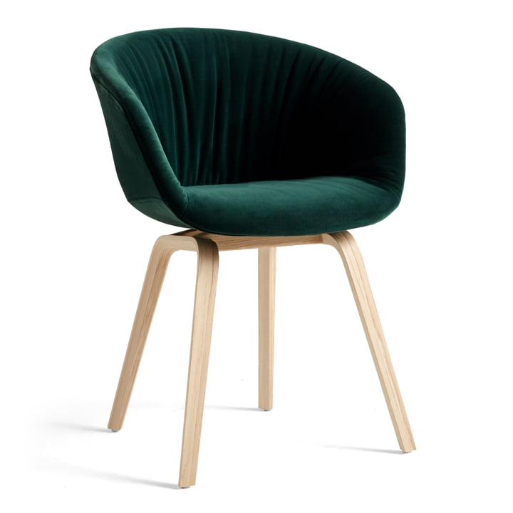 About A Chair AAC 23 Soft Hay dans la variante chêne laqué mat / entièrement rembourré Lola vert foncé