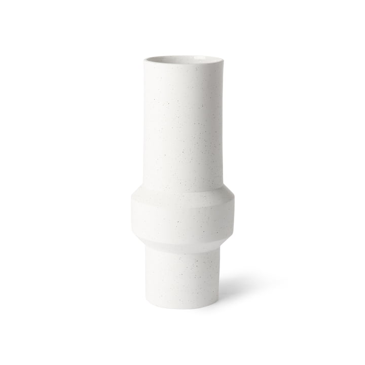 HKliving - Vase rond M, Ø 13 x 32 H cm, blanc moucheté
