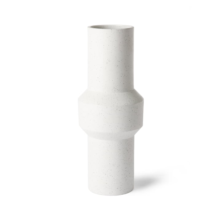 HKliving - Vase droit L, Ø 16 x 39,5 H cm, blanc moucheté