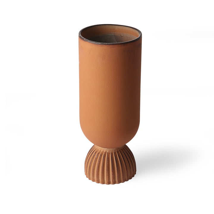 Vase Ribbed, Ø 11 x H 25 cm, orange rustique par HKliving