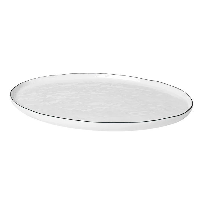 Assiette à Salt ovale, 38,5 x 26,5 cm, blanc / noir de Broste Copenhagen