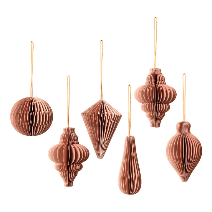 Christmas Mix Pendentifs décoratifs, Ø 5 x H 7 cm, dusty pink (set de 6) de Broste Copenhagen