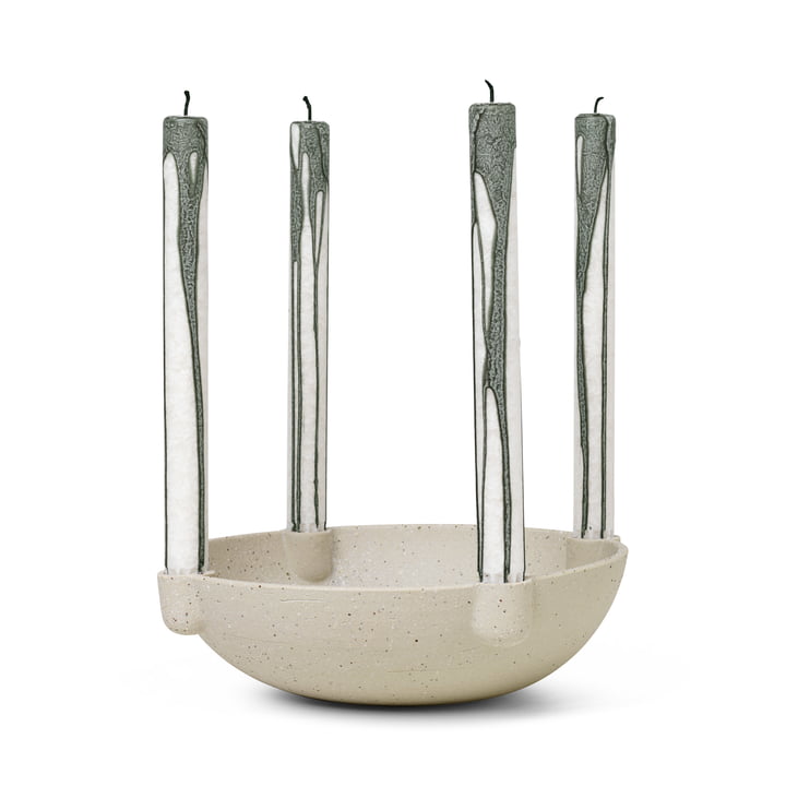 Bougeoir bol, Ø 27 x H 6,8 cm, gris clair par ferm Living