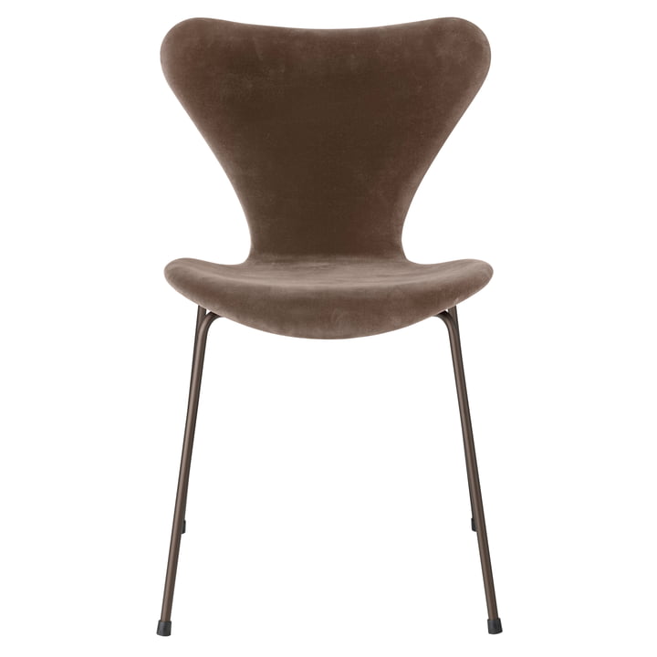 Série 7 chaise entièrement rembourrée de Fritz Hansen en Velvet grey brown / piètement marron foncé