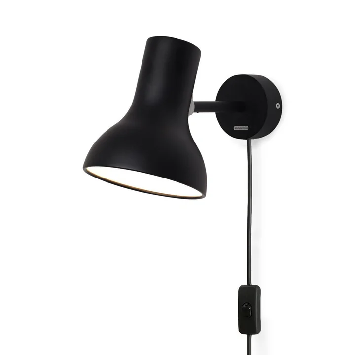 Type 75 Mini Applique murale, jet black (avec câble) de Anglepoise