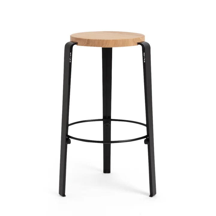 Le tabouret de bar MI LOU, chêne / noir graphite de TipToe