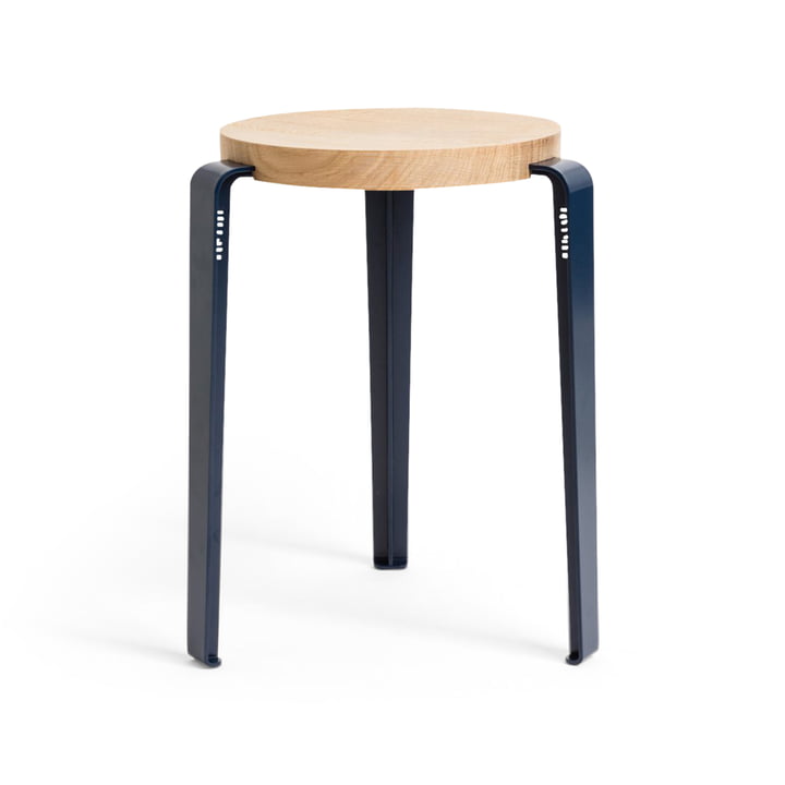 Le tabouret LOU, chêne naturel / bleu minéral de TipToe