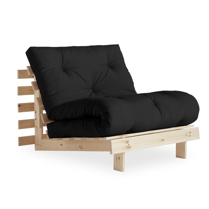 Le fauteuil-lit Roots 90 cm, pin naturel / gris foncé (734) de Karup Design
