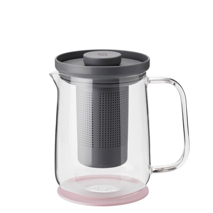 Brew-It Machine à thé 0,7 l, transparent / gris / rose de Rig-Tig by Stelton