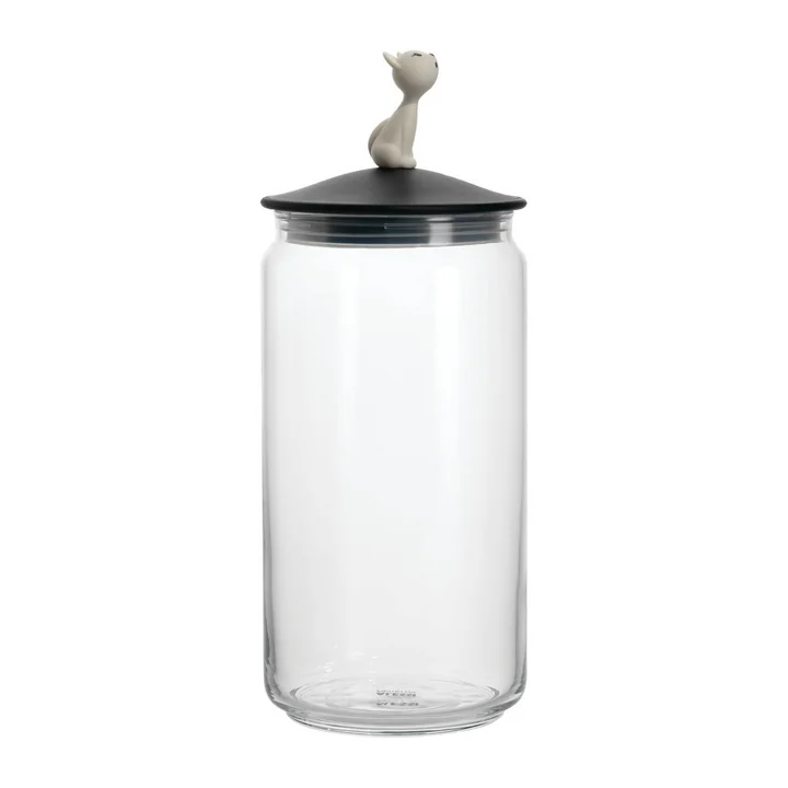 Le récipient Miò pour la nourriture pour chats, noir par Alessi