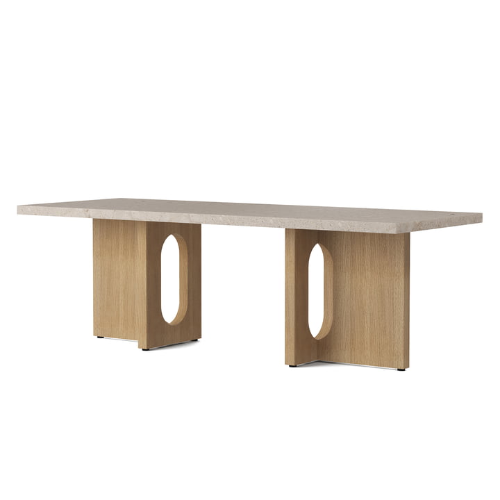 La table basse Androgyne 120 x 45 cm, chêne naturel / Kunis Breccia sable de Audo