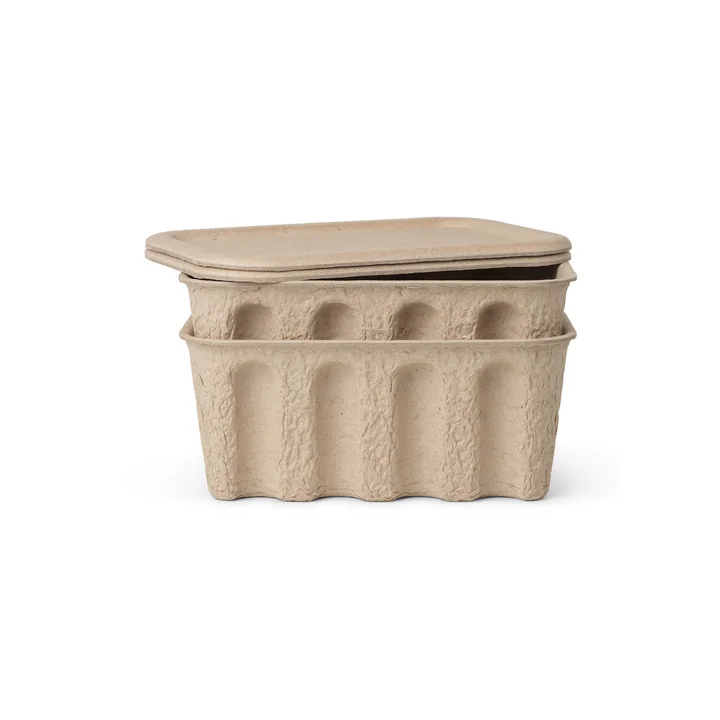 La petite boîte Paper Pulp de Ferm Living in brown (lot de 2)