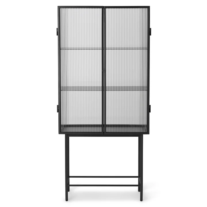 Le Haze Vitrine de Ferm Living, Reeded Glas, en noir