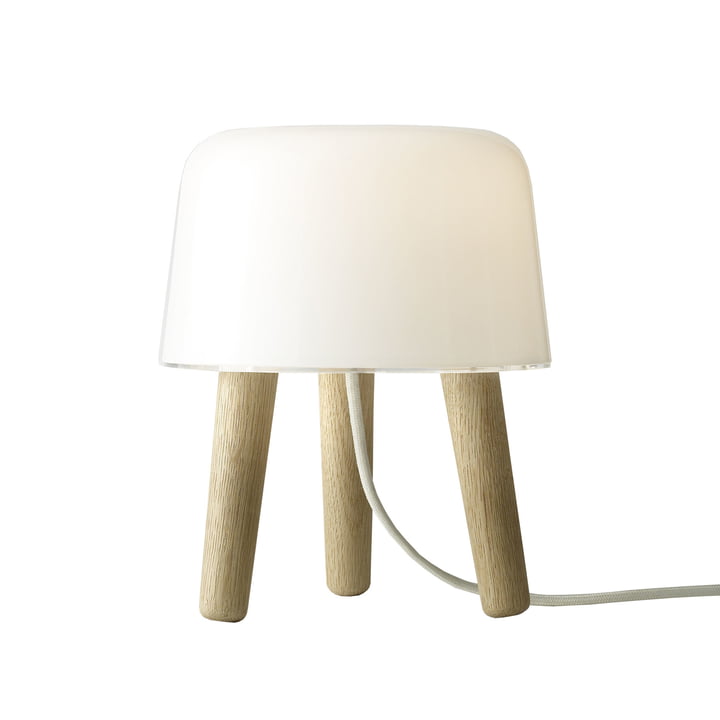 Milk Lampe de table de & tradition avec câble blanc et pieds en bois de chêne
