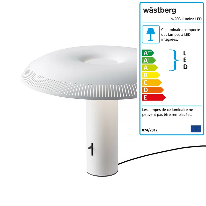 La lampe de table LED w203 Ilumina de Wästberg en blanc