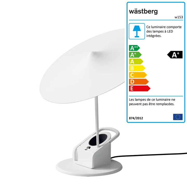 La lampe de table à LED w153 île de Wästberg en blanc trafic