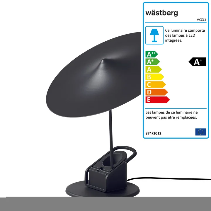 La lampe de table à LED w153 île de Wästberg en noir profond