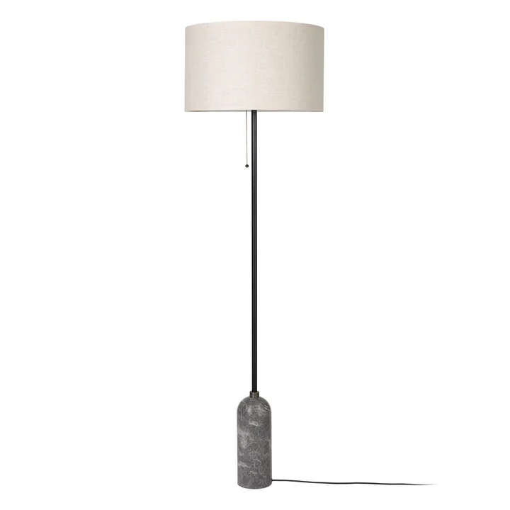 Gubi - Lampadaire Gravity, toile / marbre gris