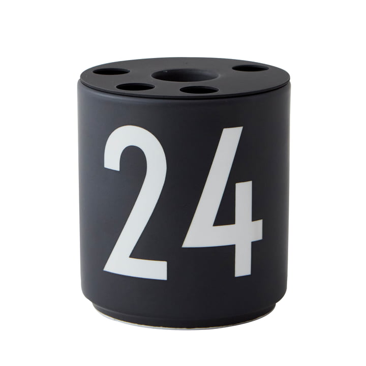 Bougeoir en porcelaine, "24" / noir de Design Letters