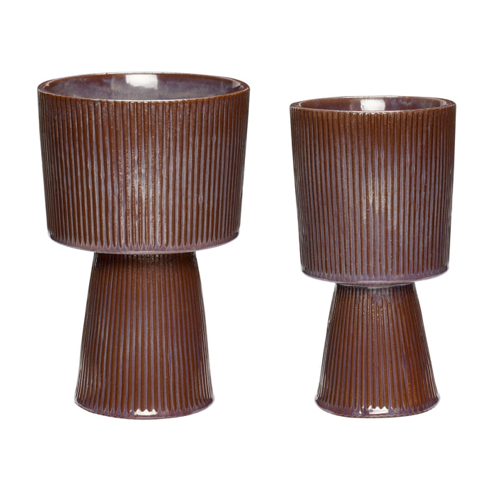 Ensemble de 2 pots en céramique, violet / brun de Hübsch Interior