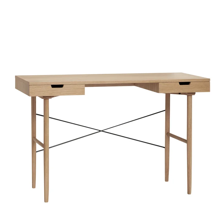 Bureau à 2 compartiments, Lxl 120 x 55 cm, chêne, naturel de Hübsch Interior
