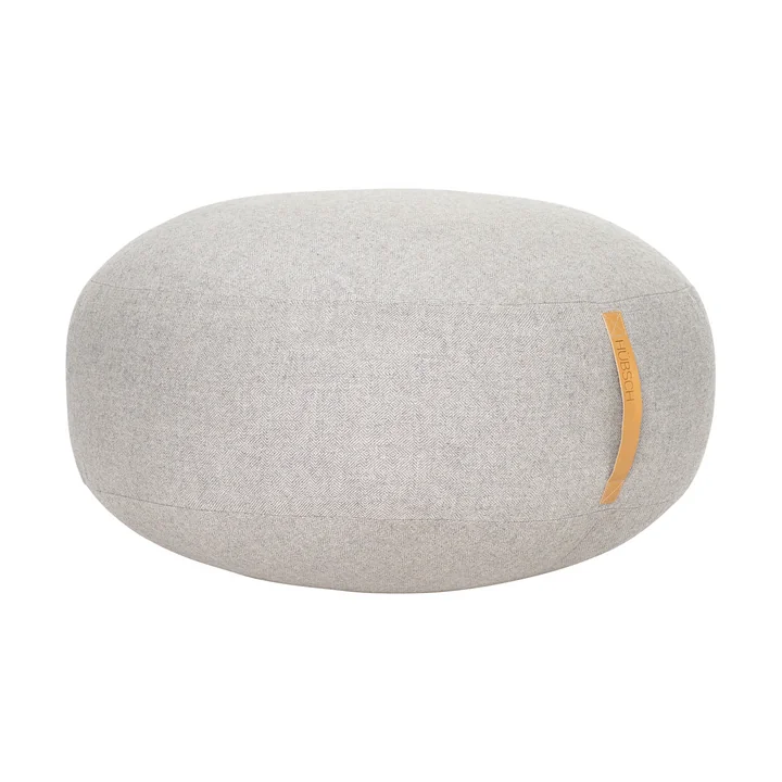 Pouf avec poignée en cuir Ø 70 cm, gris de Hübsch Interior