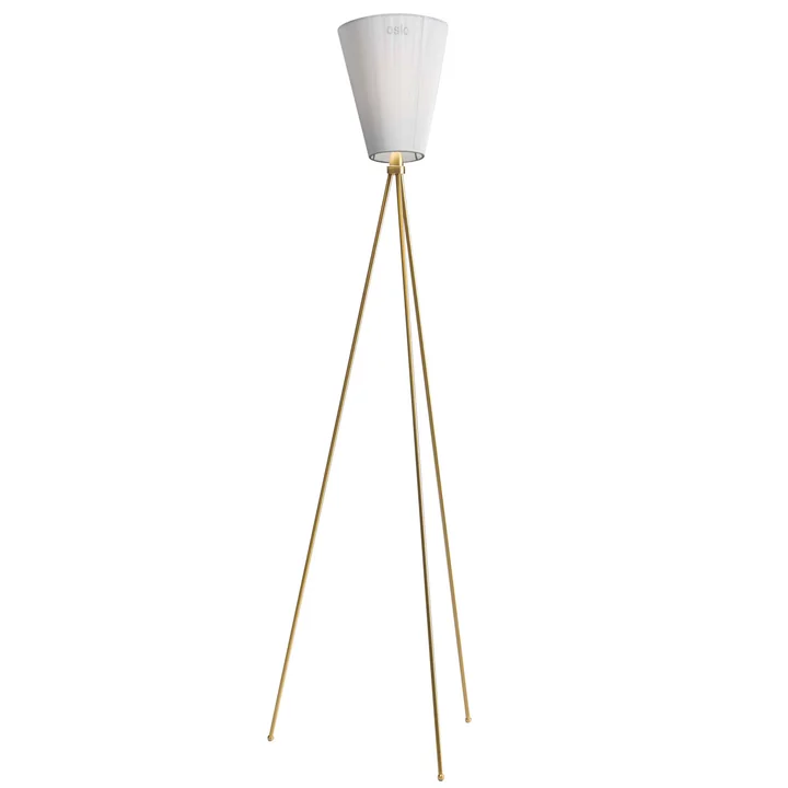 Le lampadaire Oslo Wood de Northern en blanc / or