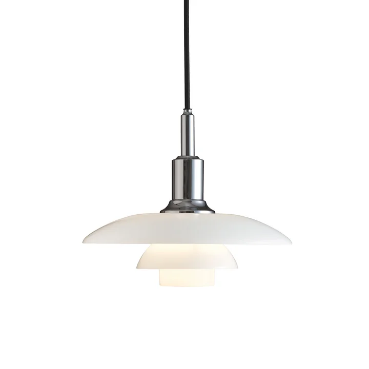 Luminaire suspendu PH 3/2 de Louis Poulsen en chrome brillant