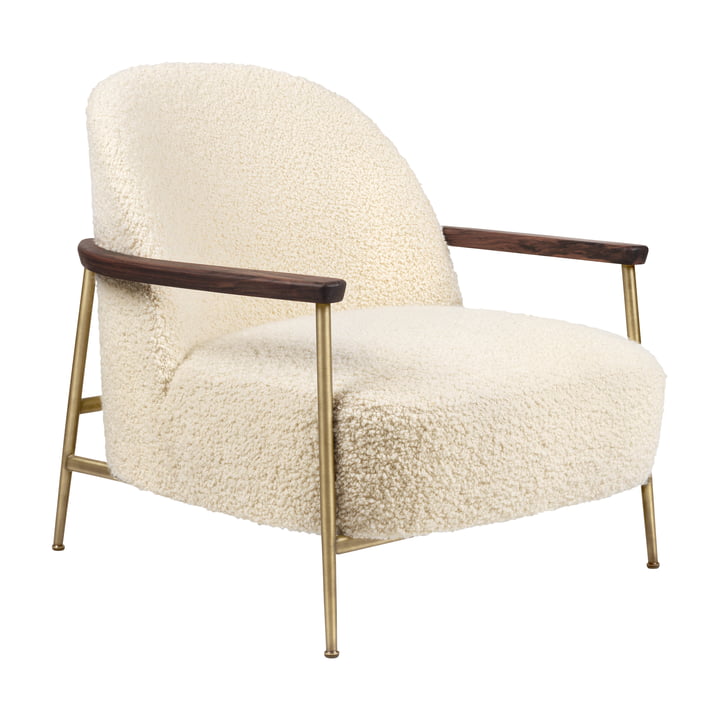 Chaise longue Sejour avec accoudoirs, laiton mat / noyer par Gubi