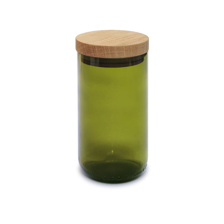 Le bocal de stockage de side by side en chêne / vert, 450 ml