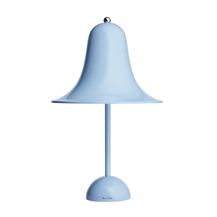 La lampe de table Pantop de Verpan en bleu clair