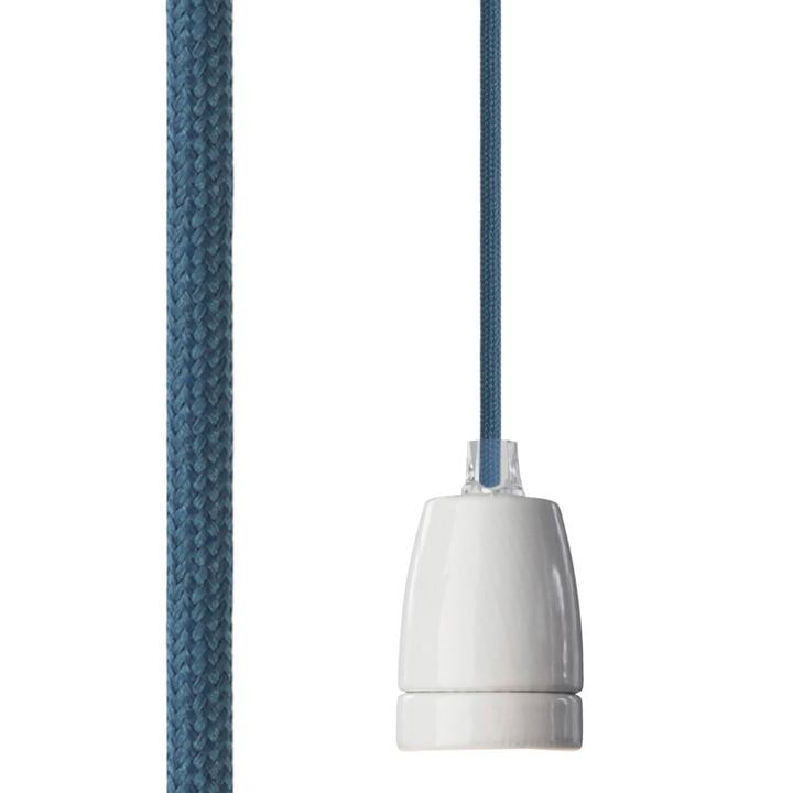 Douille classique pour lampe de la collection NUD avec un câble textile en sarcelle d'Inde (TT-353)