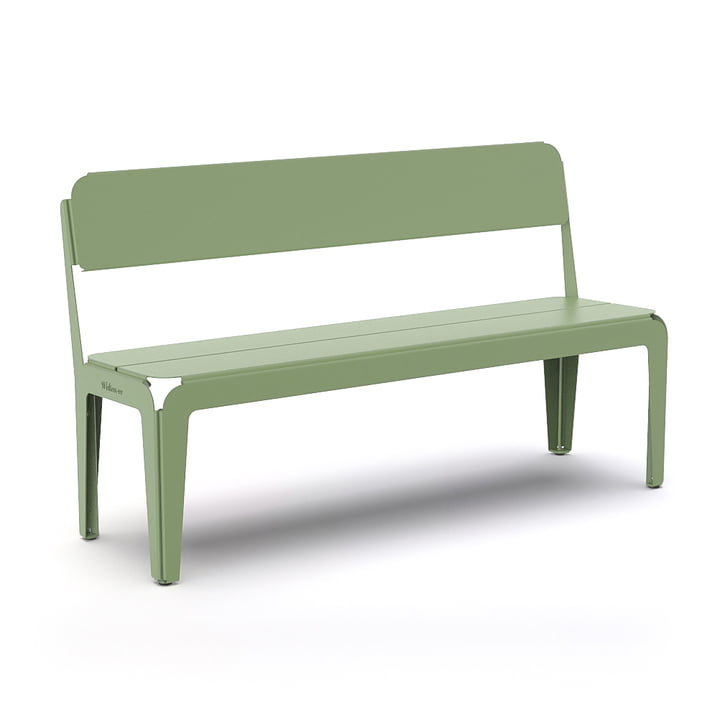 Le banc Bended Bench avec dossier de Weltevree , L 140 cm, vert pâle