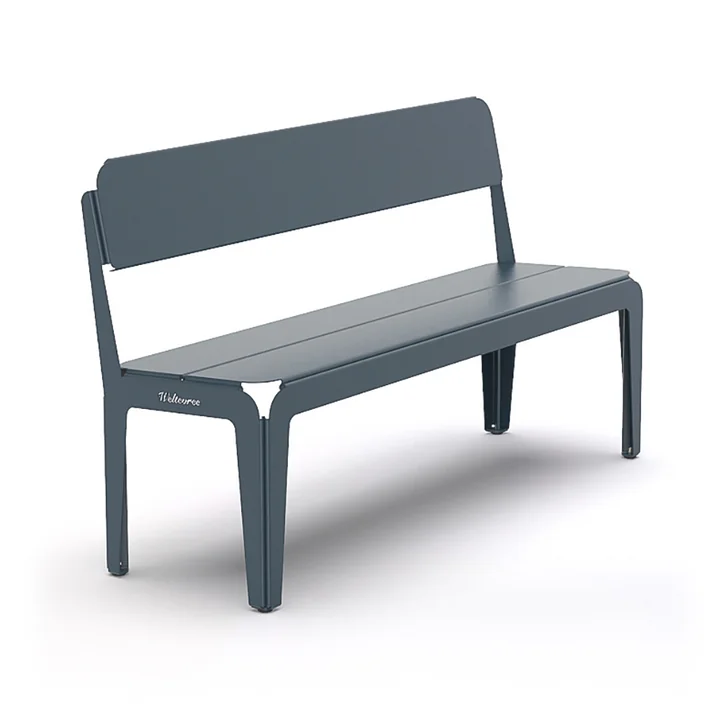 Le banc Bended Bench avec dossier de Weltevree , L 140 cm, gris-bleu