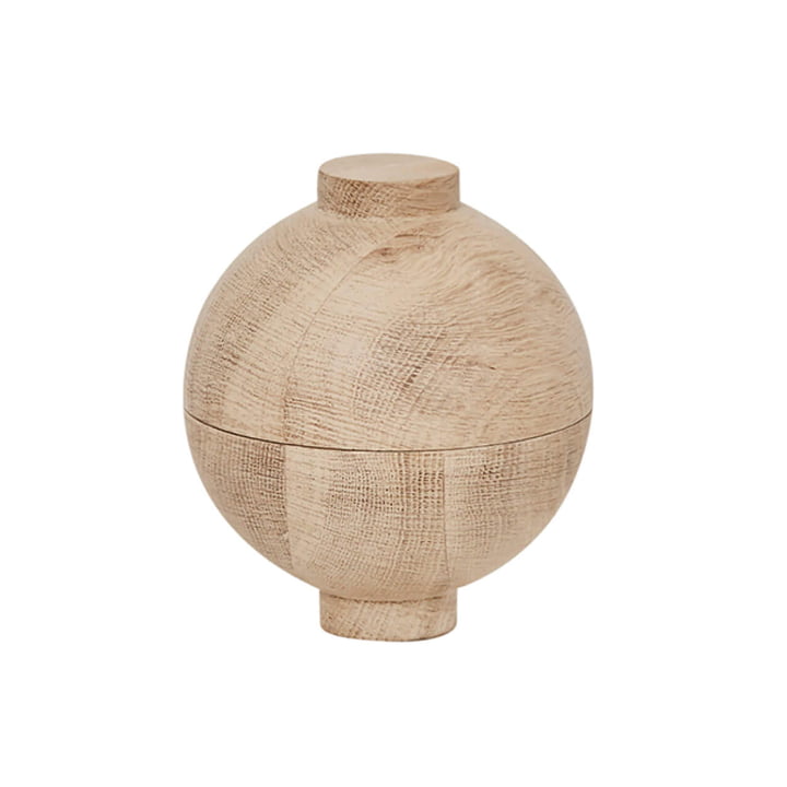 Wooden Sphere Rangement XL Ø 16 x H 18 cm, chêne de Kristina Dam Studio