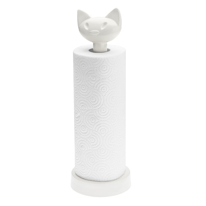 Le porte-rouleau de cuisine MIAOU de Koziol en cotton white