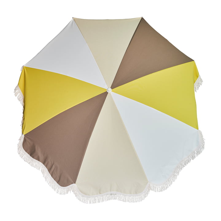 Le parasol Retro Ø 200 cm de Jan Kurtz , blanc / taupe / nature / jaune