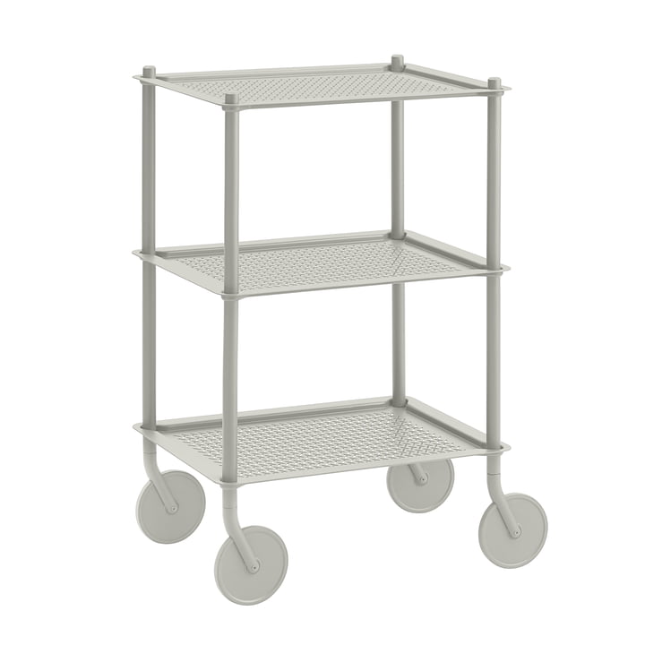 Le chariot latéral Flow de Muuto , 3 étagères, gris