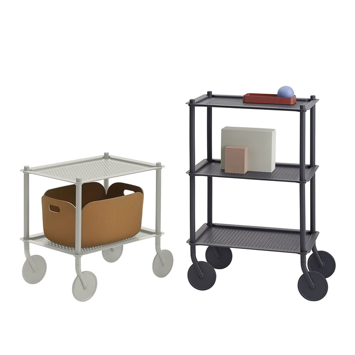 Les deux chariots d'appoint Flow de Muuto en comparaison