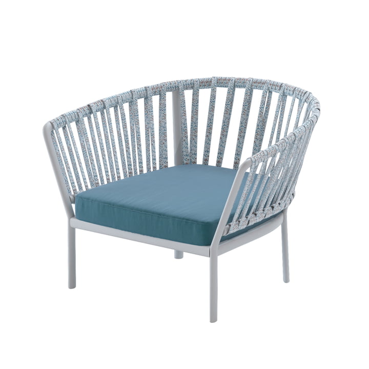 Le fauteuil Ria de Fast, gris / coloré / bleu foncé
