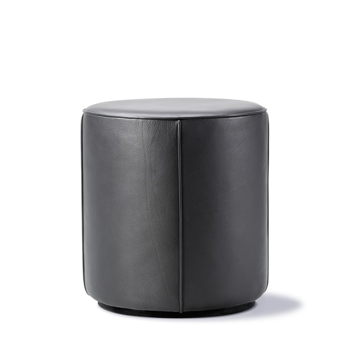 Mono Pouf Ø 39 cm de Fredericia en cuir 301 noir