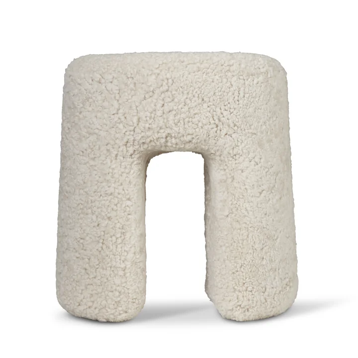 Sequoia Pouf Ø 40 cm de Fredericia en peau d'agneau Moonlight