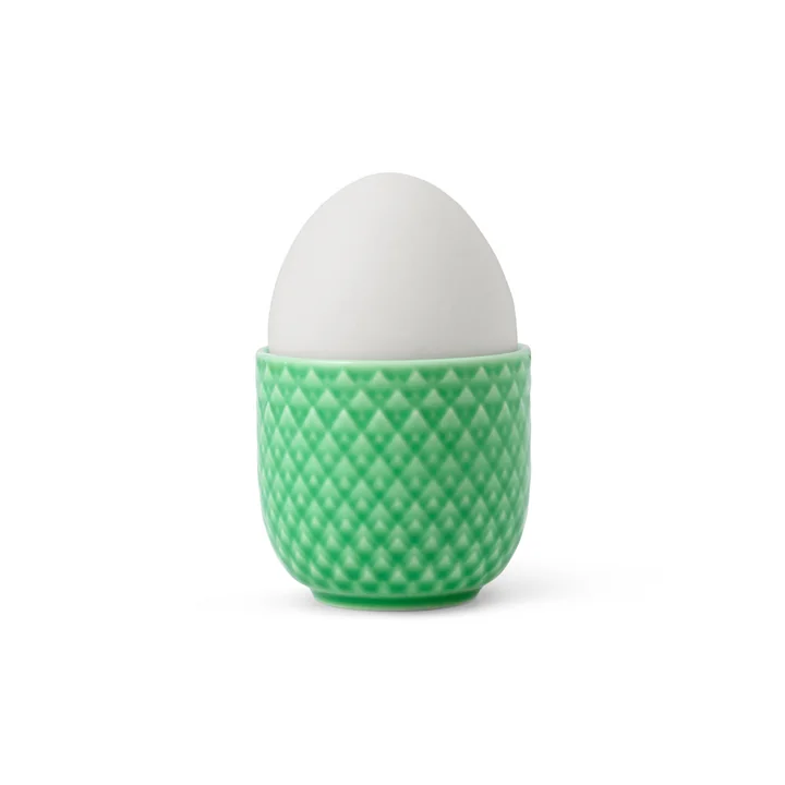 Le coquetier Rhombe de Lyngby Porcelæn avec œuf